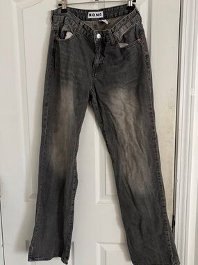 Juniors Washed Black baggy Jeans